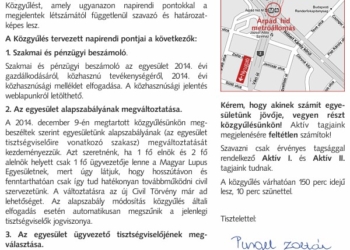 Meghívó közgyűlésünkre – 2015. február 28.
