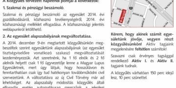 Meghívó közgyűlésünkre – 2015. február 28.